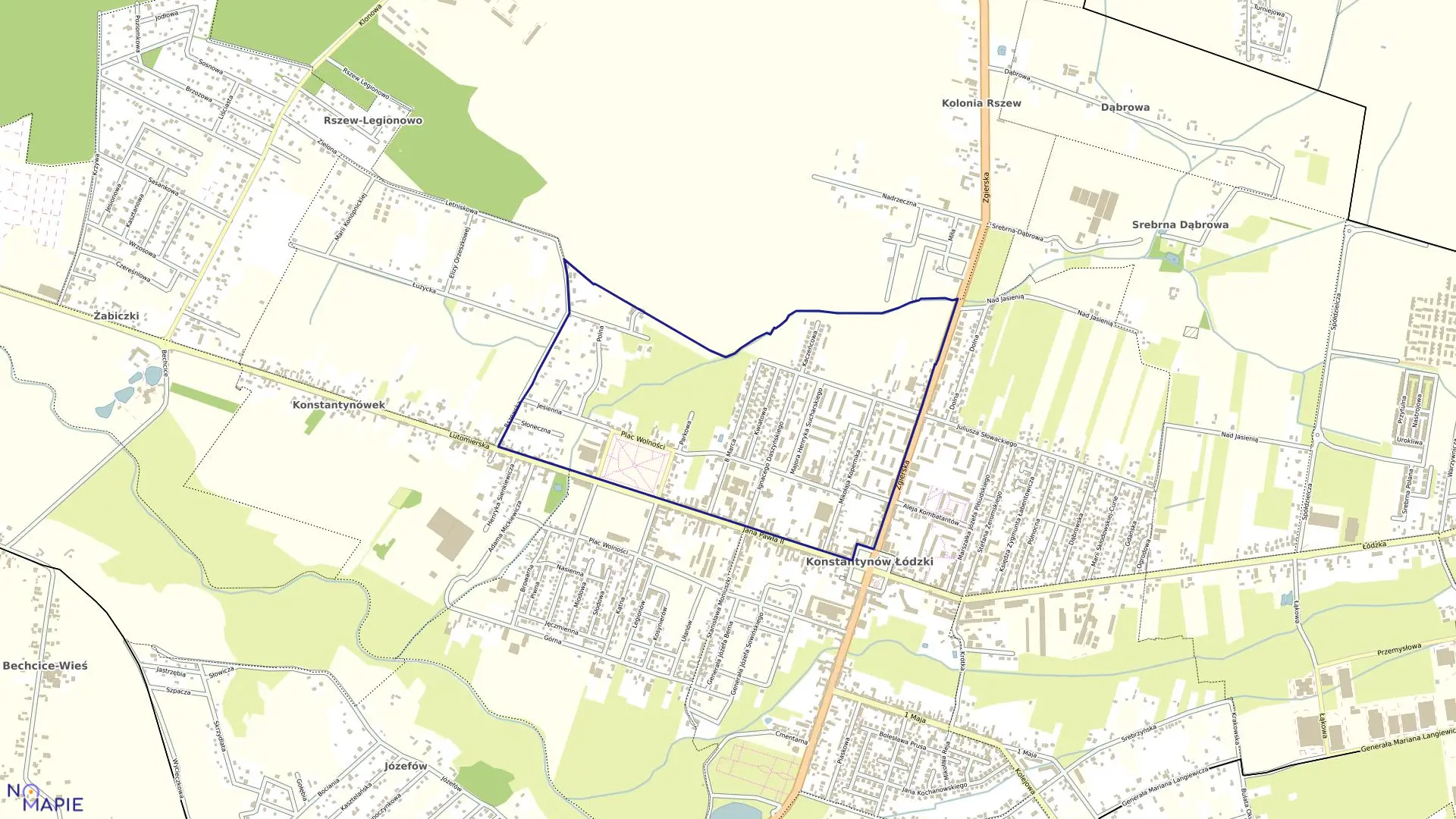 Mapa obrębu K-10 w mieście Konstantynów Łódzki