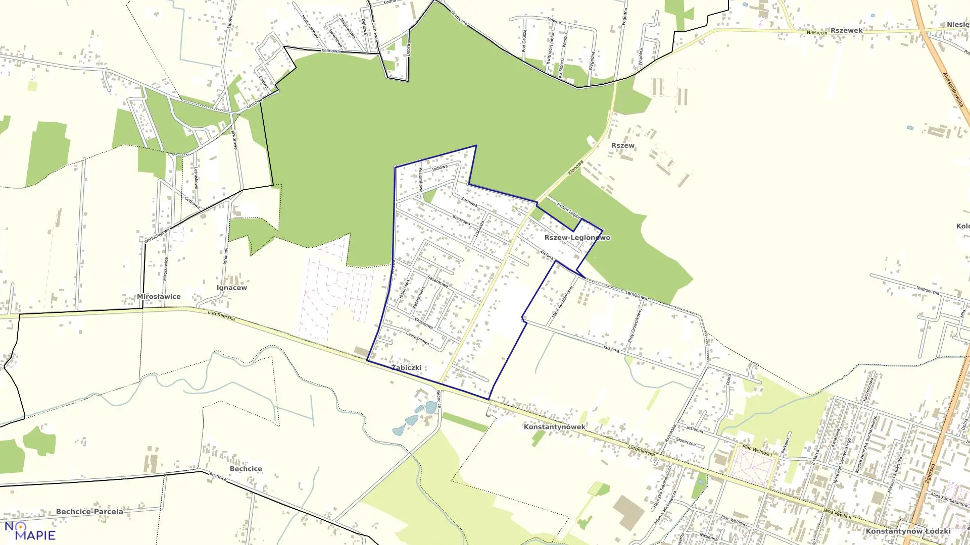 Mapa obrębu K-2 w mieście Konstantynów Łódzki