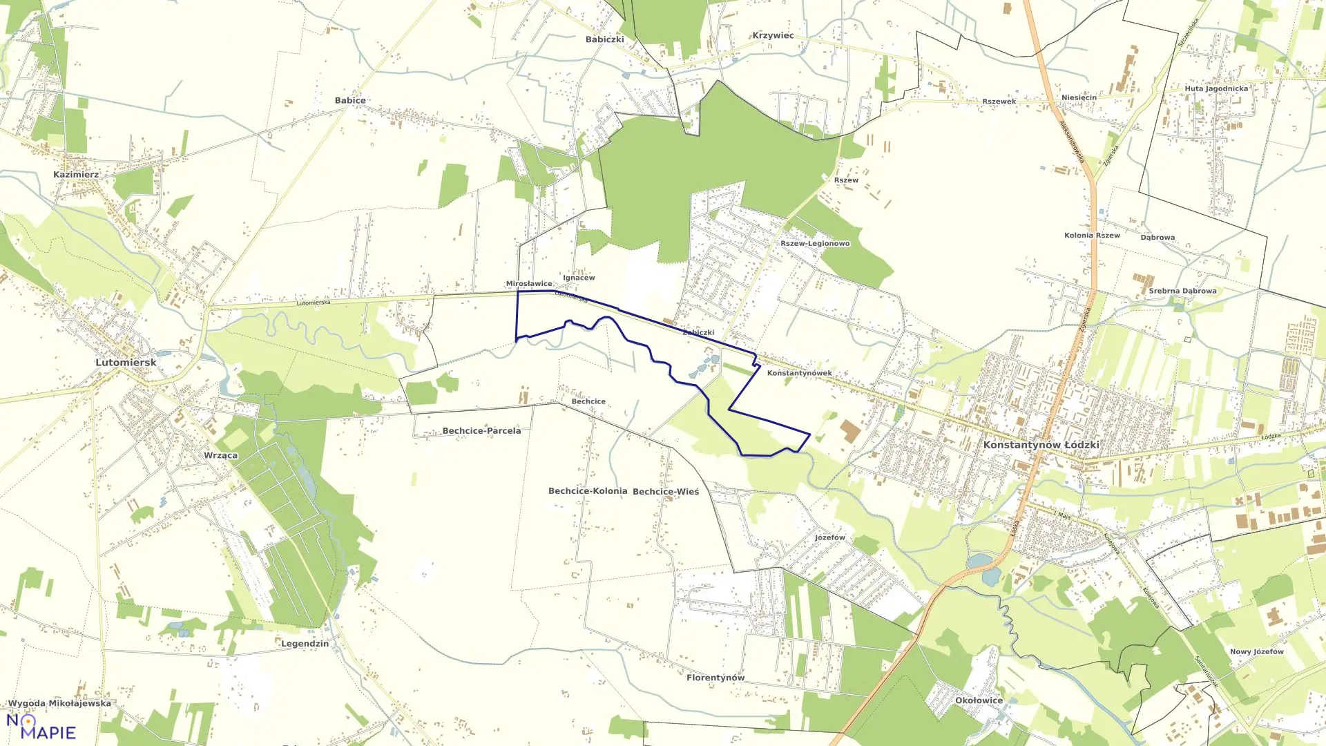 Mapa obrębu K-3 w mieście Konstantynów Łódzki