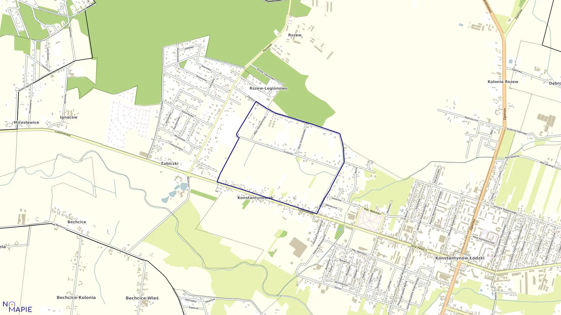 Mapa obrębu K-7 w mieście Konstantynów Łódzki